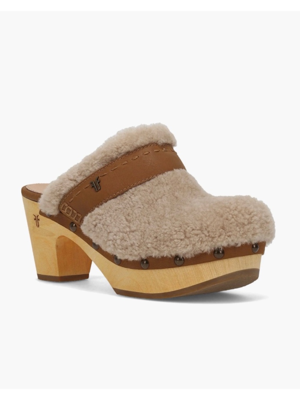 New Frye Jessica Shearling Clog Tan Sz 10